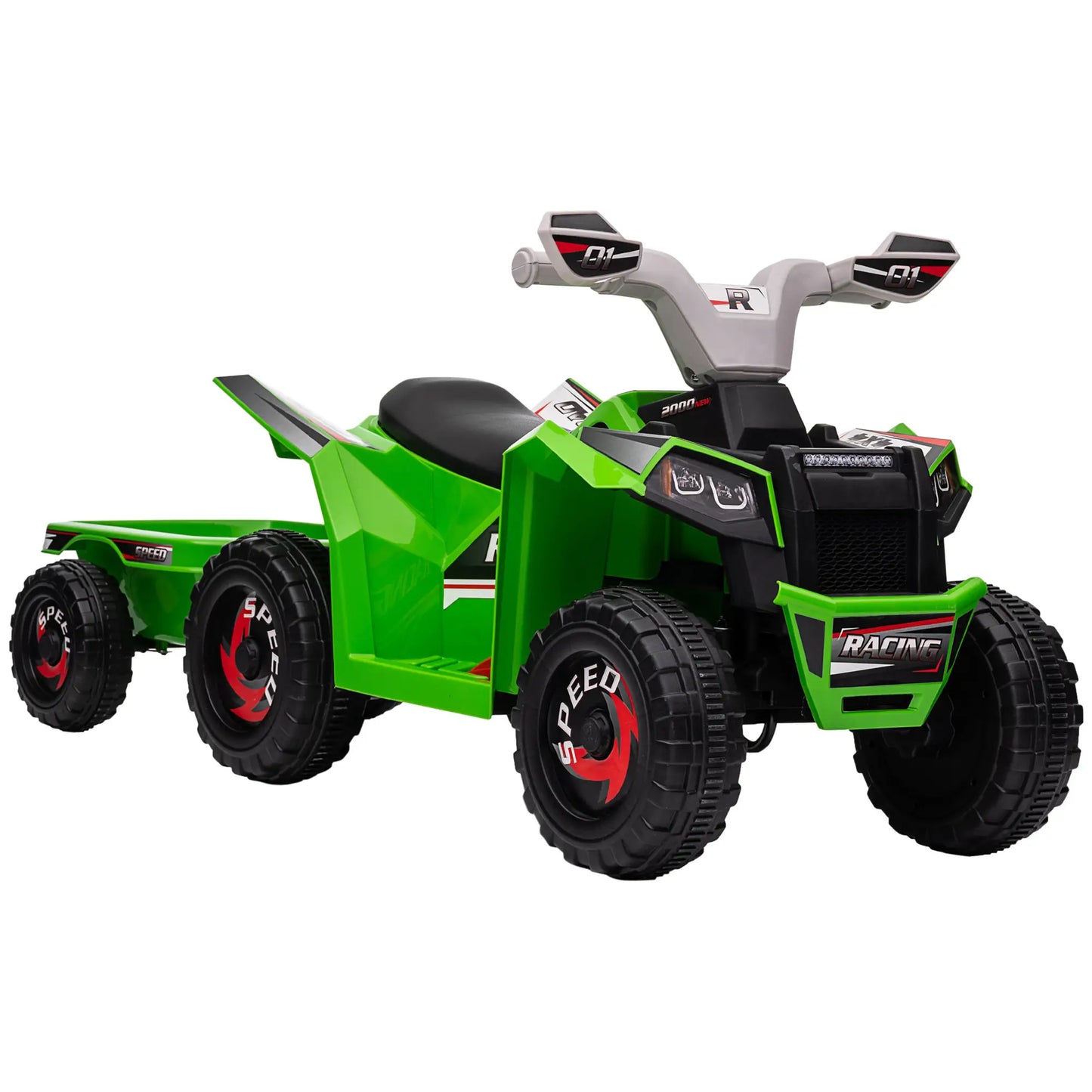6V Electric Toy Car with Back Trailer, Forward Backward, Green Electric Ride On Toys at Gallery Canada
