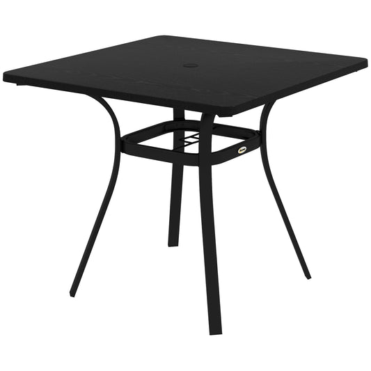 Rectangle Patio Dining Table for 4 People with Steel Legs, Metal Tabletop for Garden, Backyard, Lawn, Balcony, Black - Gallery Canada