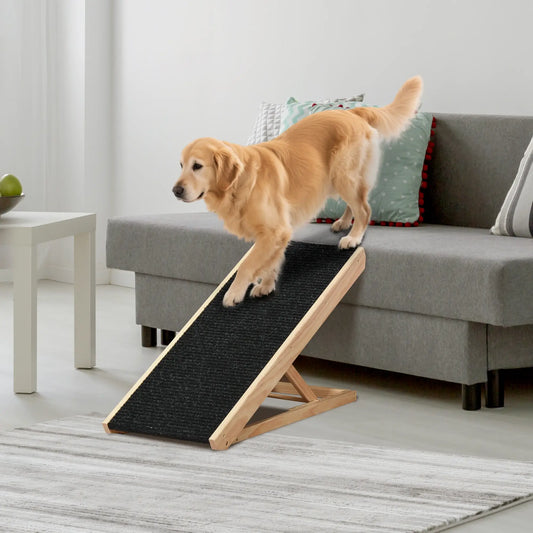 Foldable Dog Ramp for Bed Couch, Height Adjustable, Non Slip Carpeted Surface Dog Stairs Natural, Black at Gallery Canada