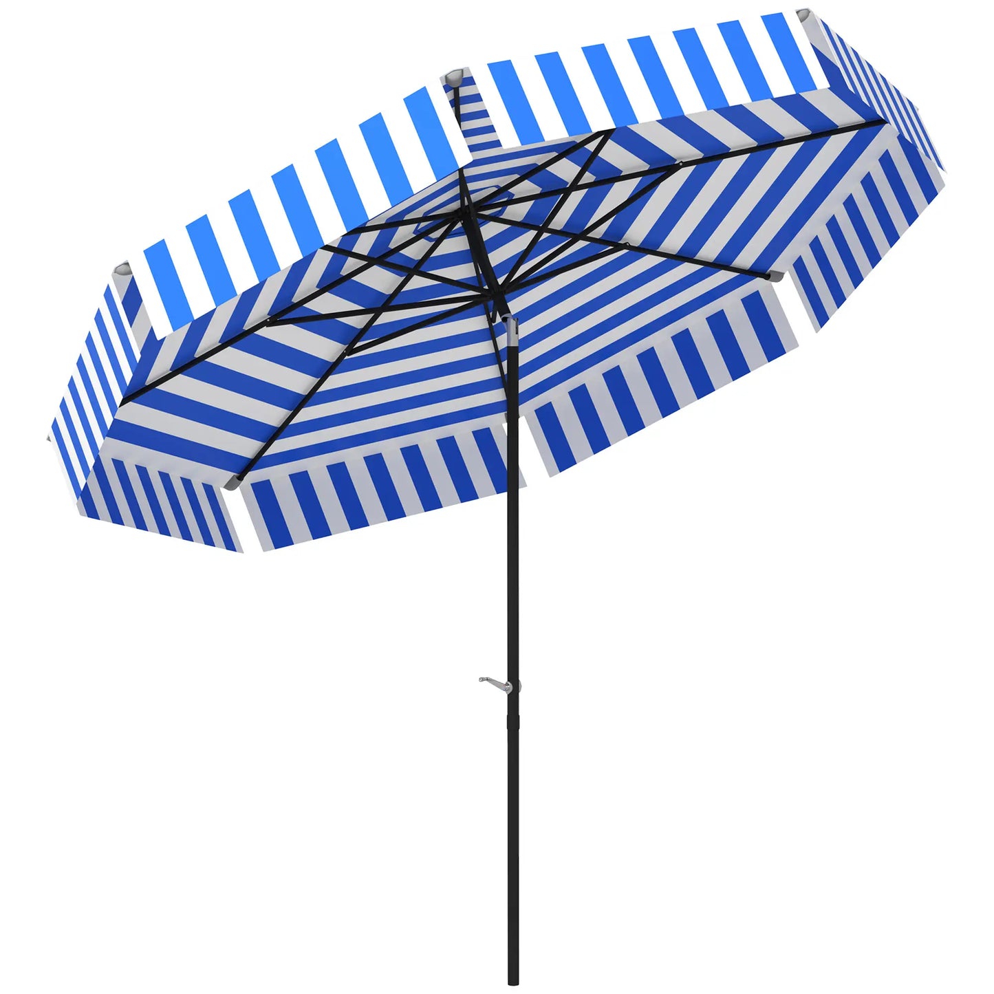 8.7FT Tilting Patio Umbrella, 8 Ribs, Crank Handle, Navy Blue