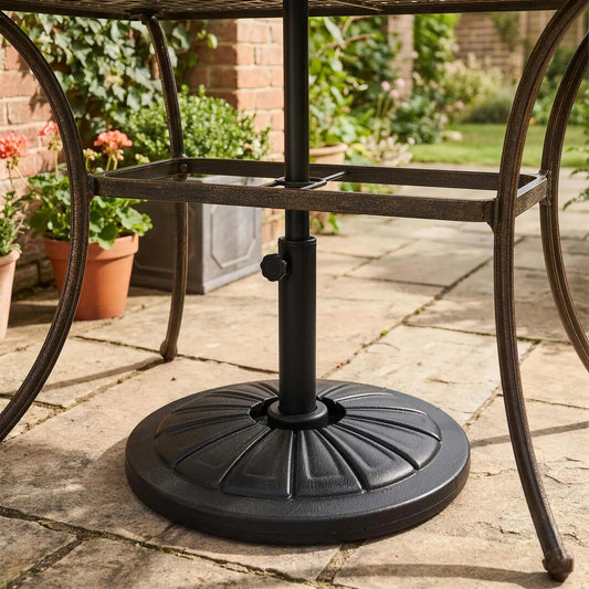 Heavy Duty Concrete Umbrella Base, Steel Pole, Round Parasol Stand, Black Umbrella Bases Black at Gallery Canada