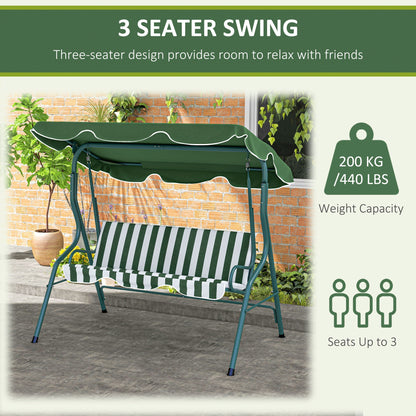 Outdoor Porch Swing with Adjustable Canopy, 3-Seater Patio Swing Chair with Cushion, Green at Gallery Canada