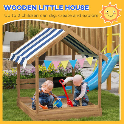 Outdoor Wooden Sandbox with Cover for 3-7 Years Old, Backyard, Brown at Gallery Canada