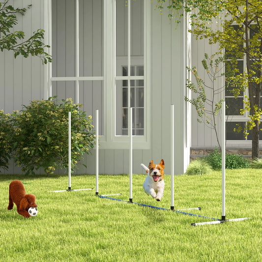2PCs Dog Agility Kit, Weave Poles, Spray Tube, Whistle, Carry Bag, White Dog Agility Training Equipment White at Gallery Canada