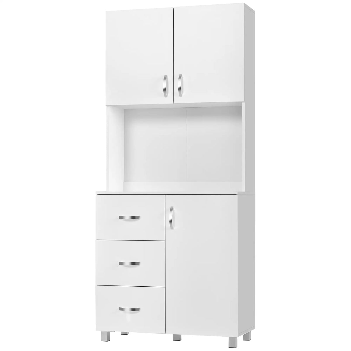 Freestanding Kitchen Buffet, Hutch Storage, 2 Door Cabinets, 3 Drawers, White Kitchen Pantry Cabinets at Gallery Canada