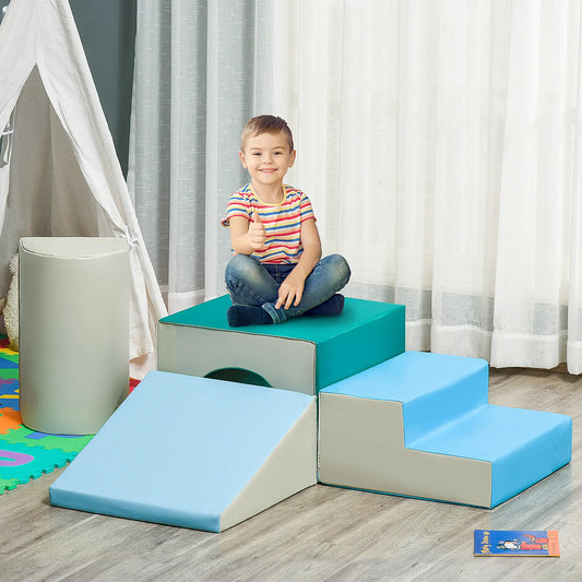 Foam Climbing Blocks, Toddler Play Set, Soft, Easy-Clean, Multicolor Baby Gym & Playmats Light Grey, Blue, Green at Gallery Canada