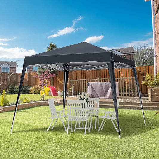 8' x 8' Pop Up Canopy, Foldable Outdoor Tent, Portable with Carrying Bag, Black Pop Up Canopies Black at Gallery Canada