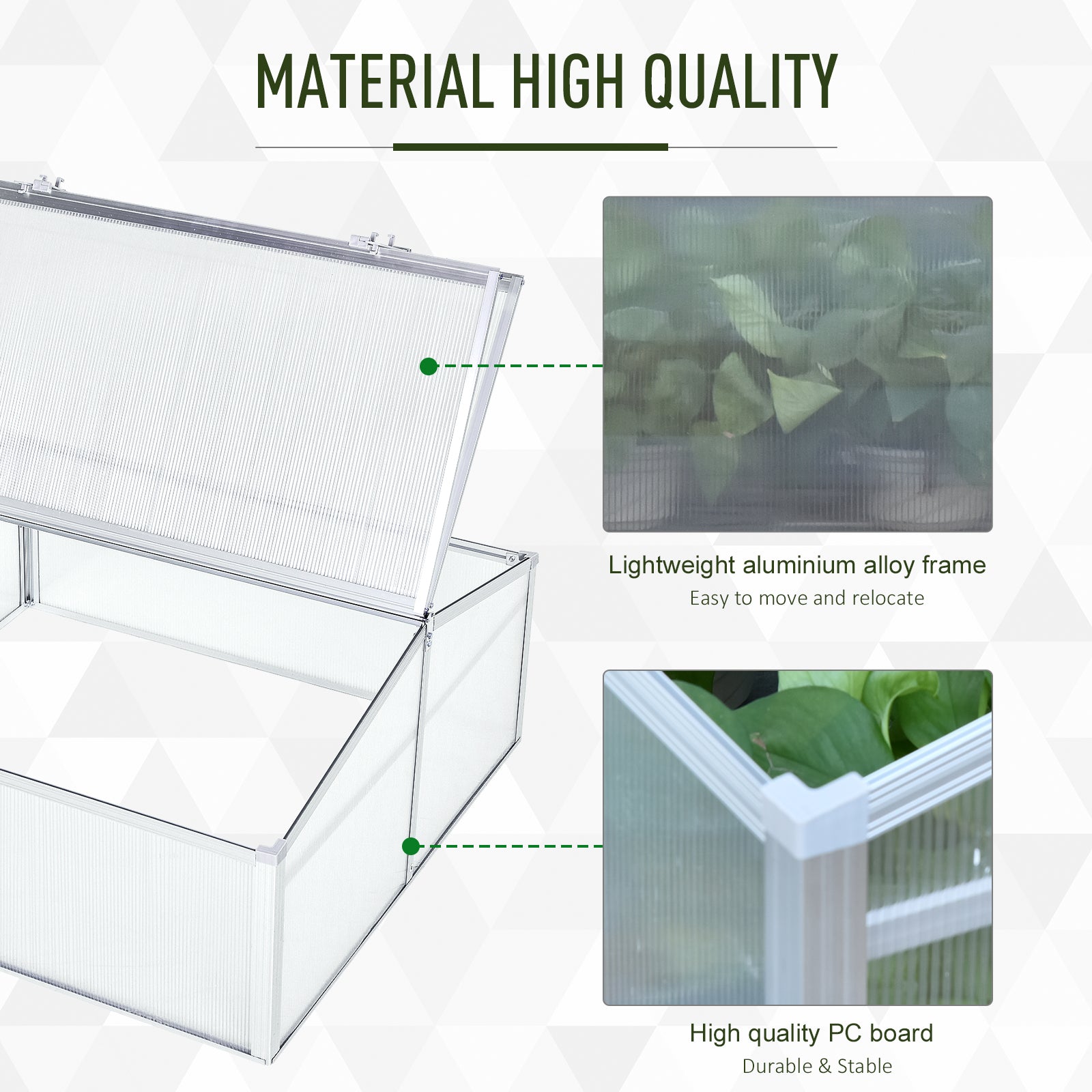 Aluminium Cold Frame Greenhouse Garden Portable Raised Planter with Openable Top for Indoor, Outdoor, Flowers, Vegetables, Plants, 39" x 39" x 19" at Gallery Canada
