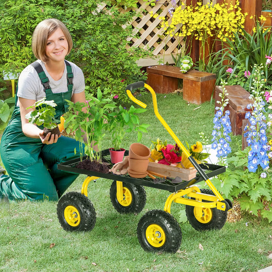 Heavy Duty Garden Wagon, 10" Wheels, 330 lbs, Yellow Folding Garden Carts Yellow, Black at Gallery Canada