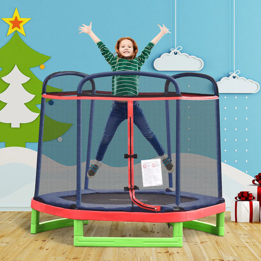 84.75 Inch Kids Trampoline with Safety Net, Red Trampolines Red, Blue, Green, Black at Gallery Canada