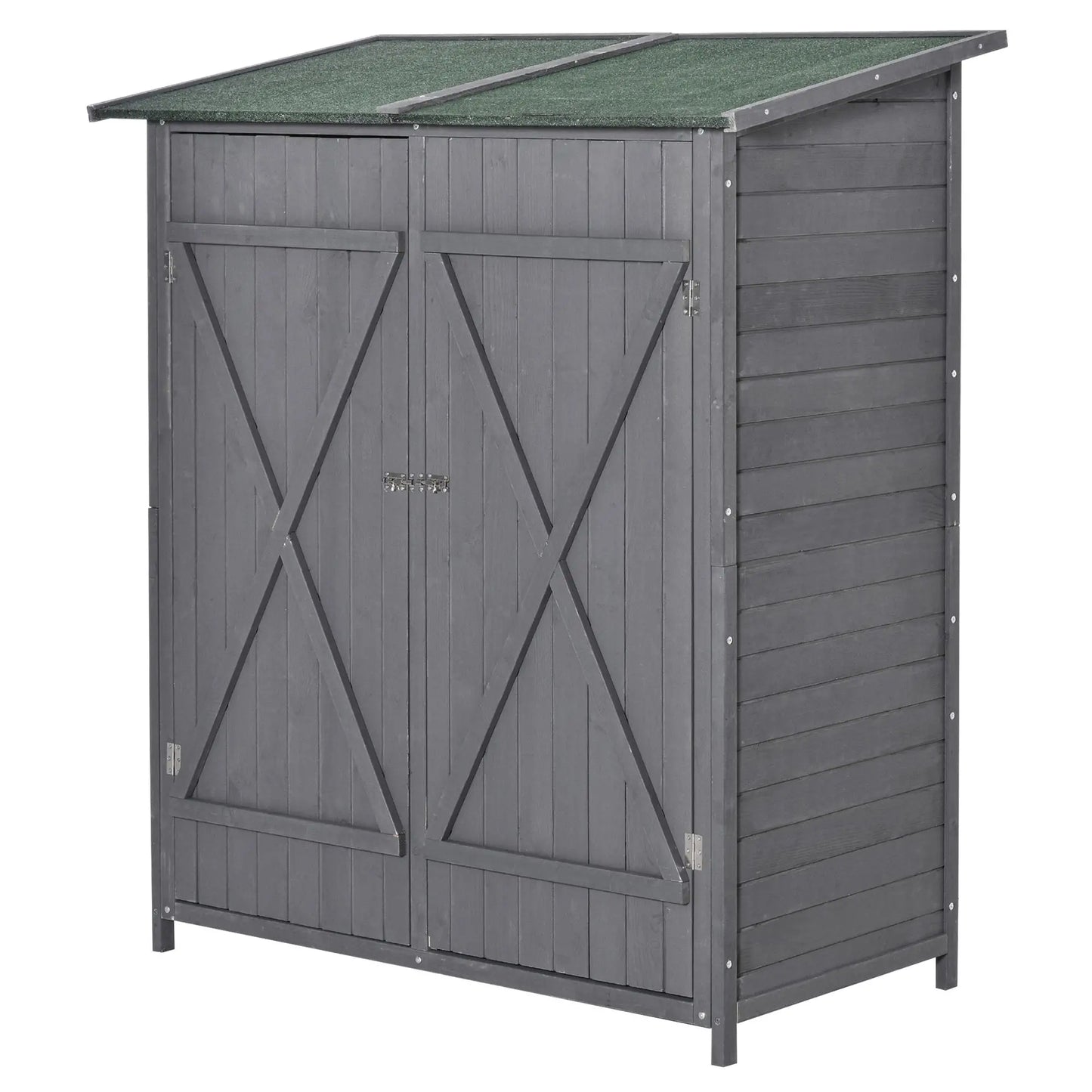 Garden Storage Shed, Asphalt Roof, Wooden, Double Door, Green and Grey Sheds at Gallery Canada