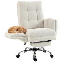 Chaise de bureau en molleton Teddy, fauteuil de direction, blanc crème, blanc crème