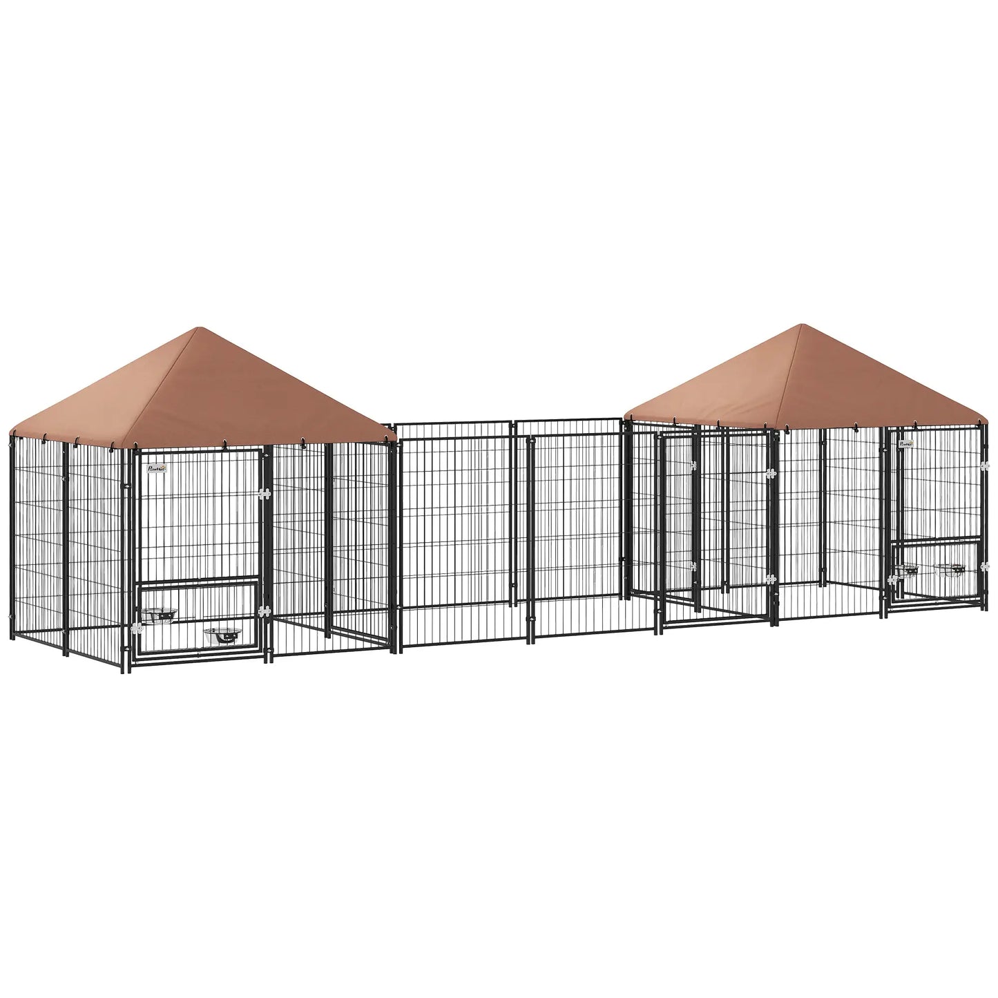Outdoor Dog Kennel, 2 Rooms, Adjustable Bowls, Waterproof Cover, 16.2' x 4.7' x 5.1' Houses, Kennels & Pens at Gallery Canada