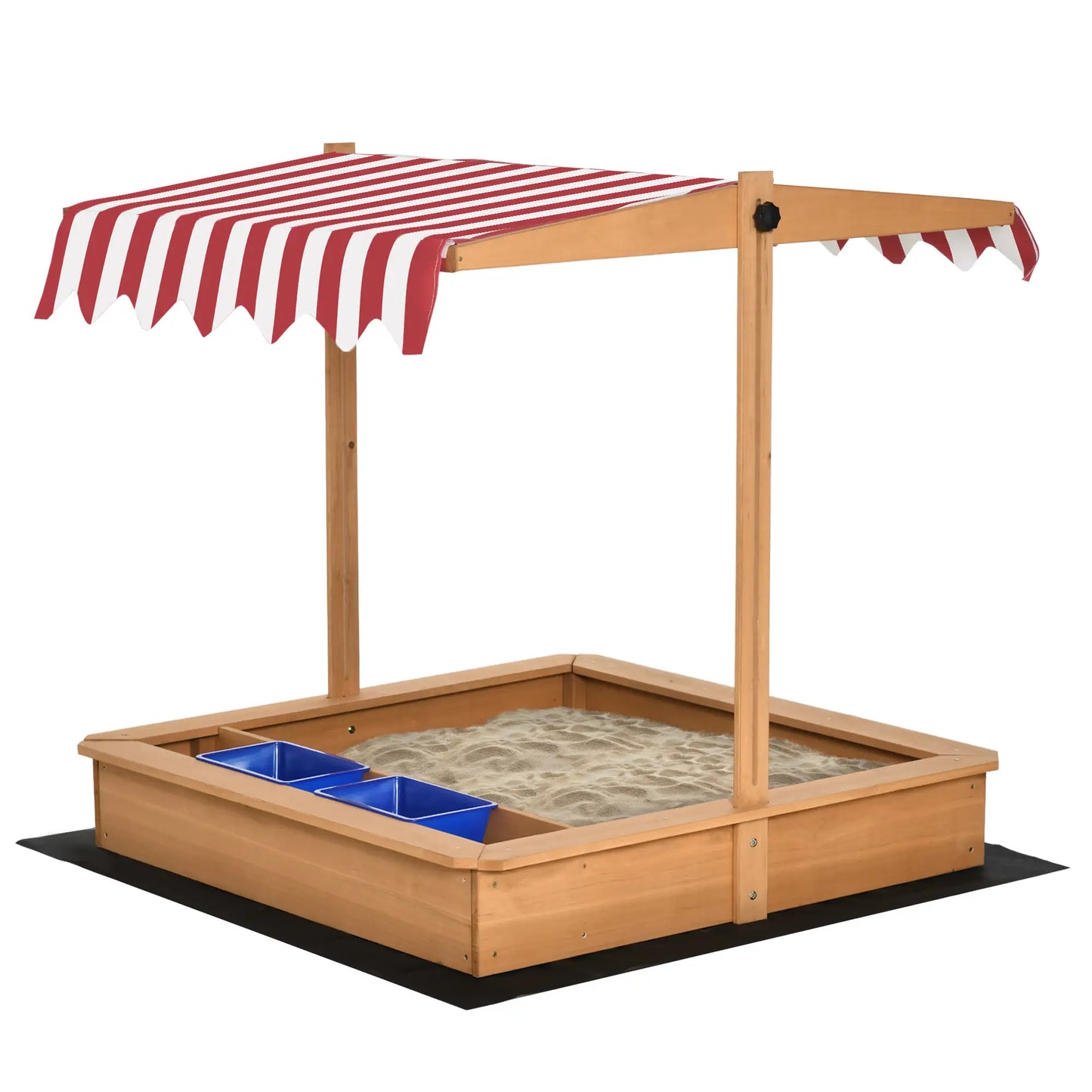 Kids Wooden Sandbox, Adjustable Height Cover, Bottom Liner, Seat, Plastic Basins, for 3-7 Years Sandboxes & Accessories at Gallery Canada