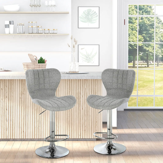Set of 2 Adjustable Swivel Bar Stools, Counter Height, Grey Bar Stools Grey at Gallery Canada
