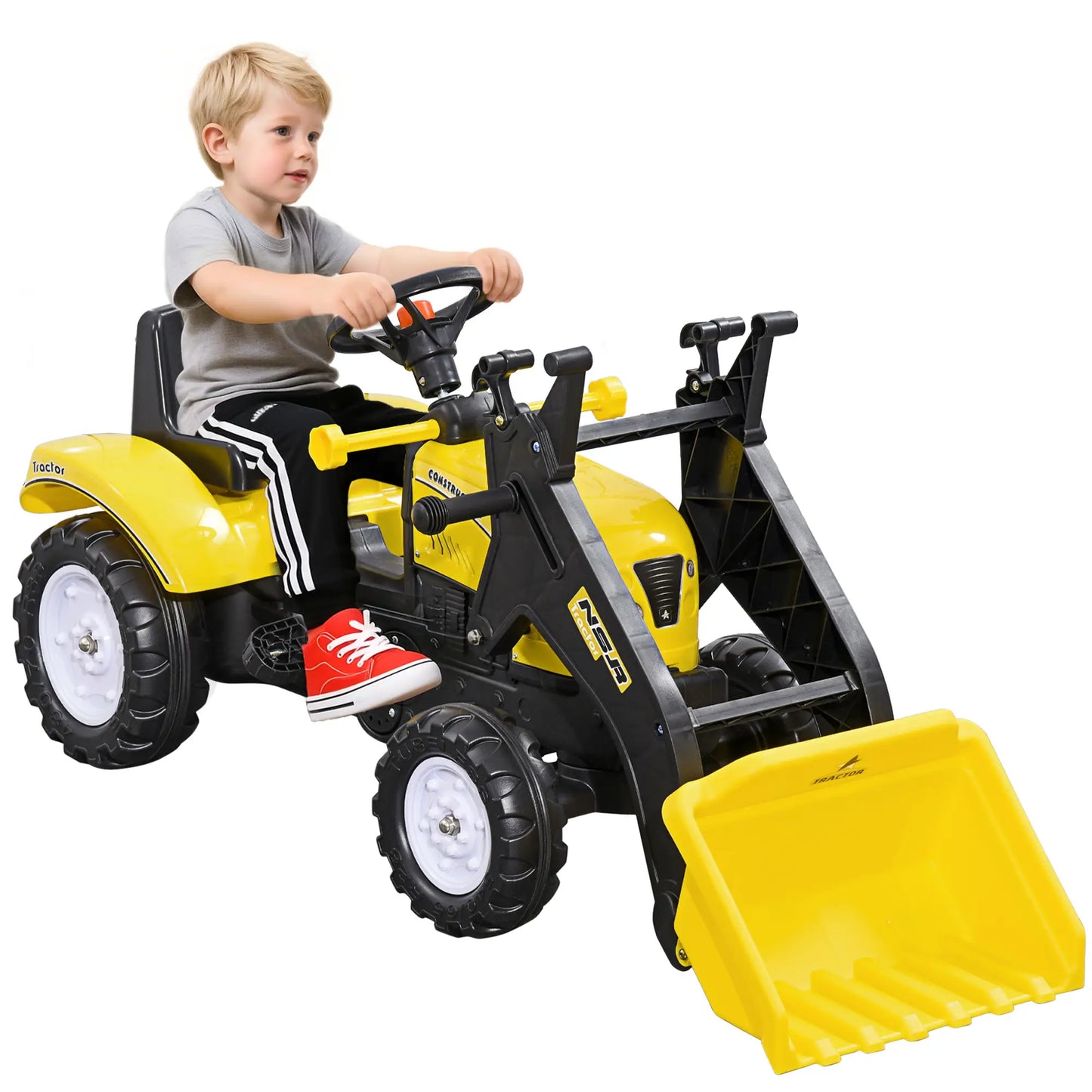 Kids Ride On Tractor, Pedal Construction Car With Front Loader, Yellow Toy Excavators at Gallery Canada