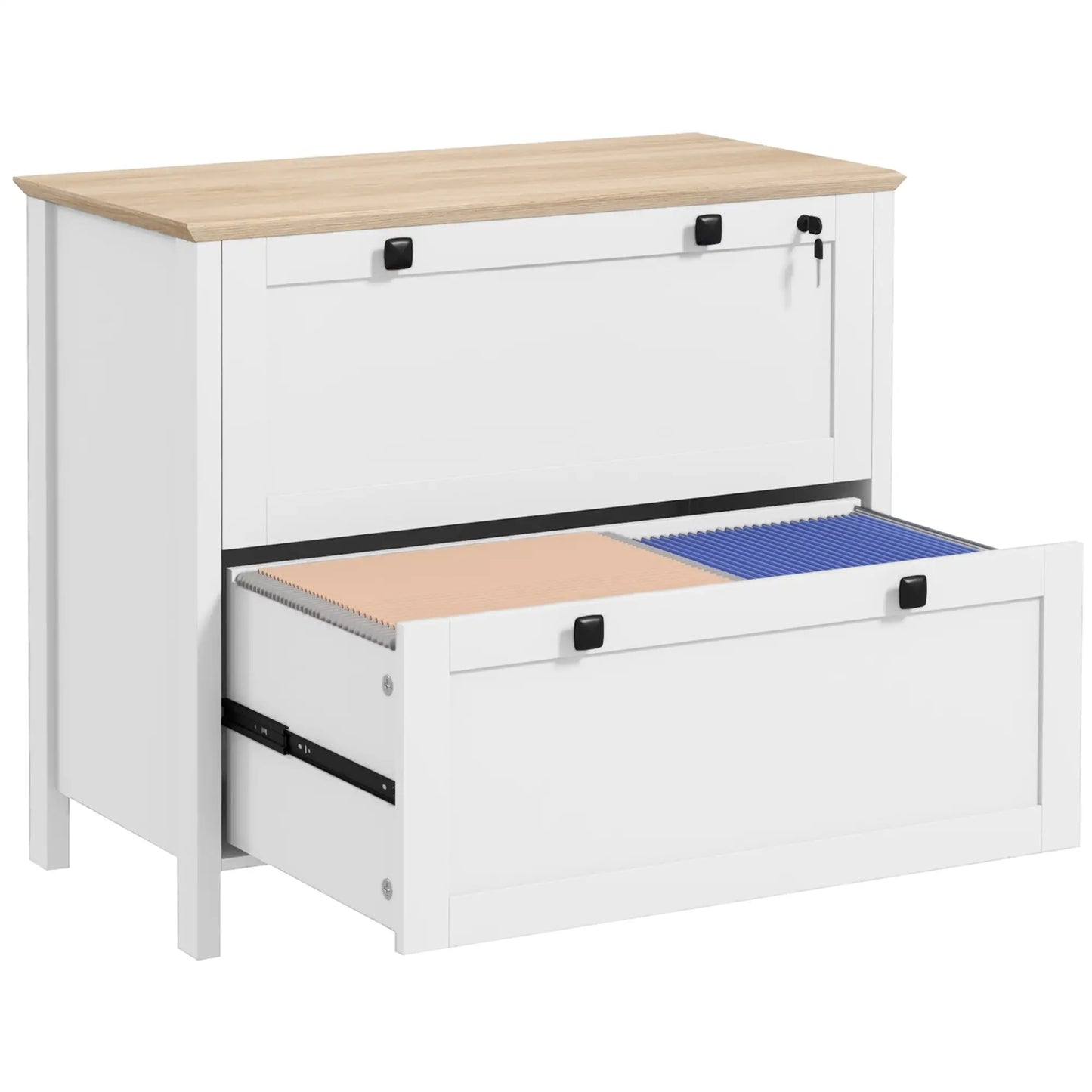 2 Drawer File Cabinet, Lockable, Adjustable Hanging Bar, Letter, A4, Legal Size, White Office Cabinets & Cupboards at Gallery Canada