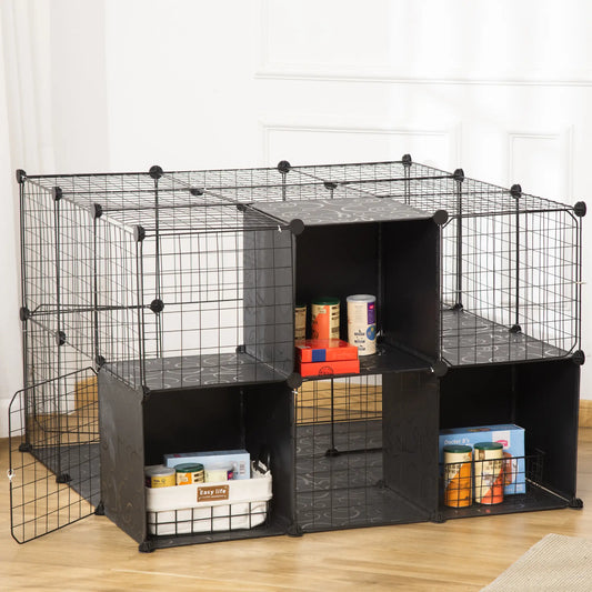 56 Panels Pet Playpen, Small Animal Cage for Rabbit Houses & Habitats Black at Gallery Canada
