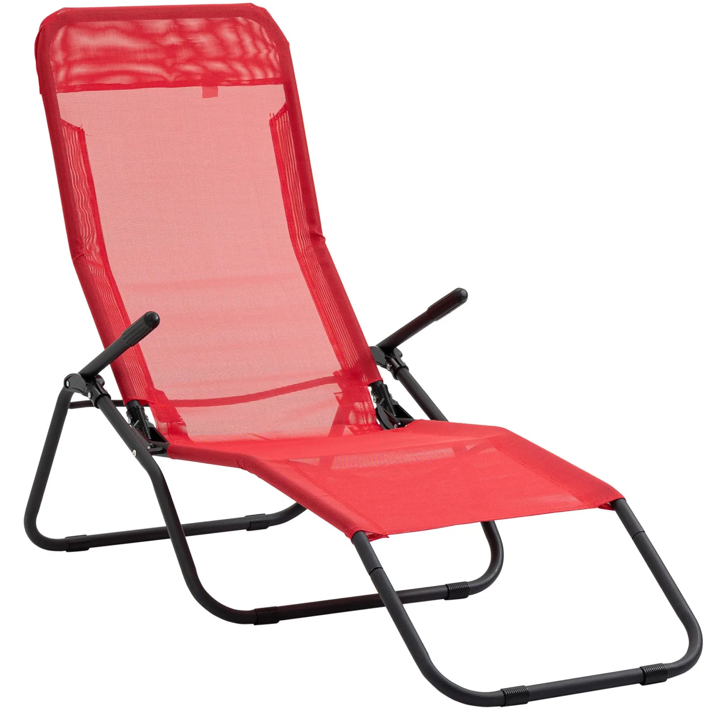 Foldable Patio Lounge Chair, Outdoor Beach Lounger, Breathable Mesh, Zero Gravity, Reclining, Footrests, Armrests, Garden, Pool, Red Lounger Chairs at Gallery Canada