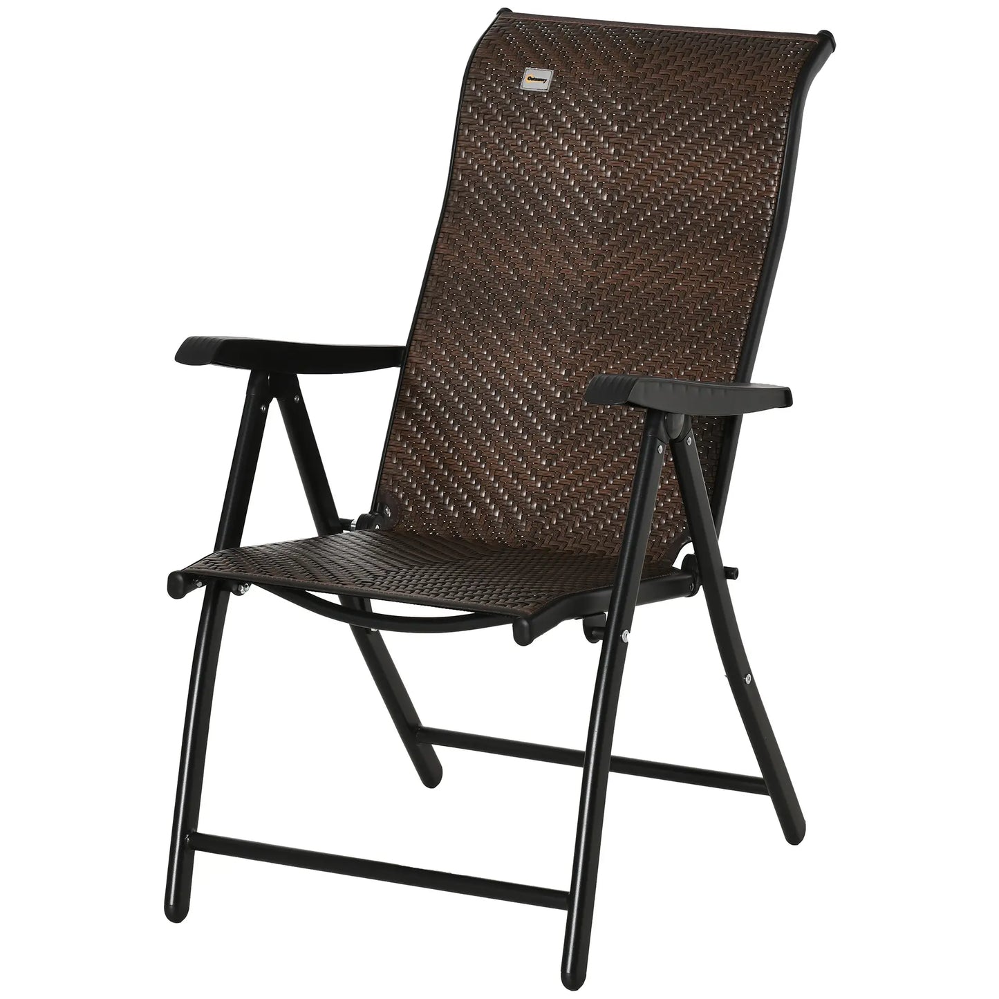 Rattan Reclining Folding Chair, Outdoor Wicker Recliner, 7 Adjustable Positions, Brown Picnic Tables & Camping Chairs at Gallery Canada
