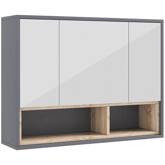 Wall Mounted Medicine Cabinet with Mirror, Shelves, Grey Mirror Medicine Cabinets Grey at Gallery Canada