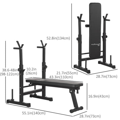 Adjustable Weight Bench, Foldable Bench Press with Barbell Rack and Dip Station for Home Gym, Strength Training Multiuse Workout Bench, Black at Gallery Canada