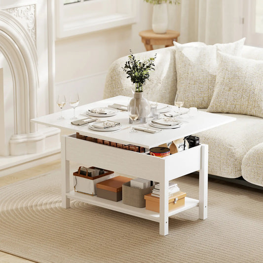 Lift Top Coffee Table, with Storage, White Coffee Tables White at Gallery Canada