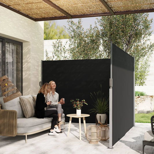 Retractable Double Side Awning, 79"x236", UV Resistant, Waterproof, Black Retractable Side Awning Black at Gallery Canada