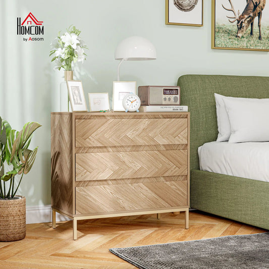 Armoire de rangement à 3 tiroirs, conception anti-basculement, pour chambre, salon, bois naturel
