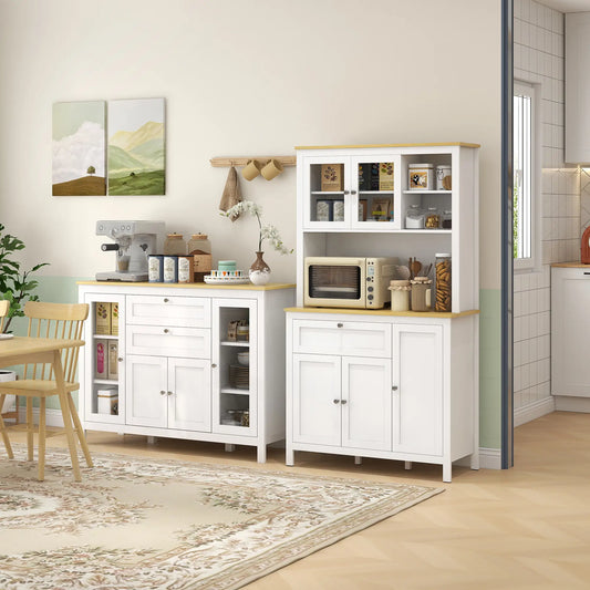 5-Door Kitchen Pantry Cabinet, Freestanding Storage Cabinet Cupboard with Adjustable Shelves, 71" Kitchen Pantry Cabinets White at Gallery Canada