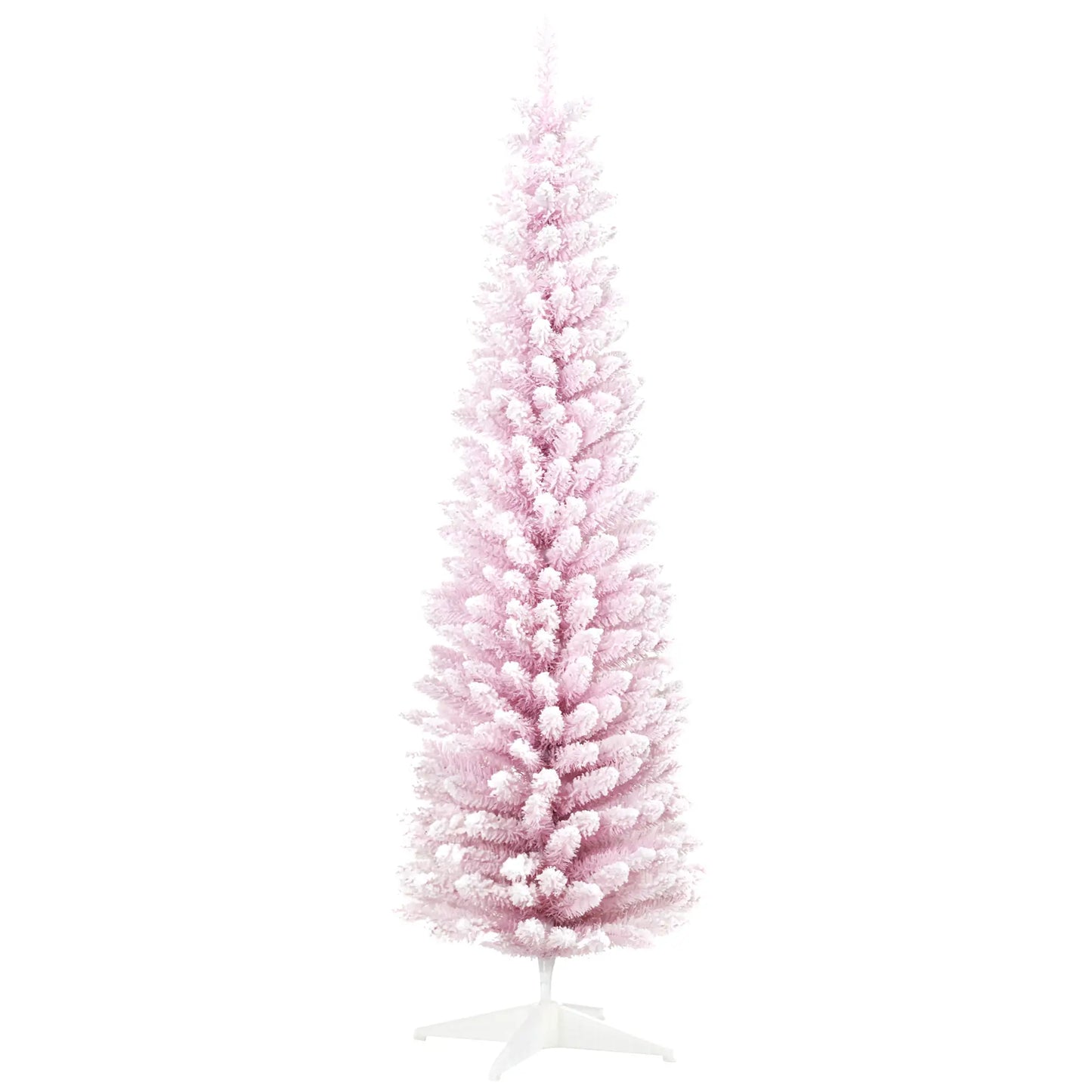7ft Flocked Pencil Christmas Tree, Realistic Branches, Pink Flocked Christmas Trees at Gallery Canada