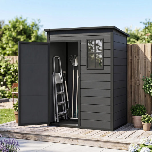 5 x 3FT Garden Shed With Floor, Lockable Door, Window, Vent, Dark Grey Sheds Dark Grey at Gallery Canada
