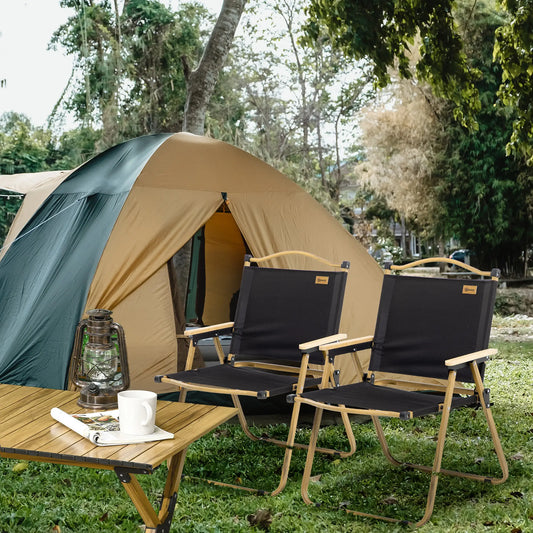 Set of 2 Lightweight Folding Camping Chairs, Portable, Black Picnic Tables & Camping Chairs Black at Gallery Canada