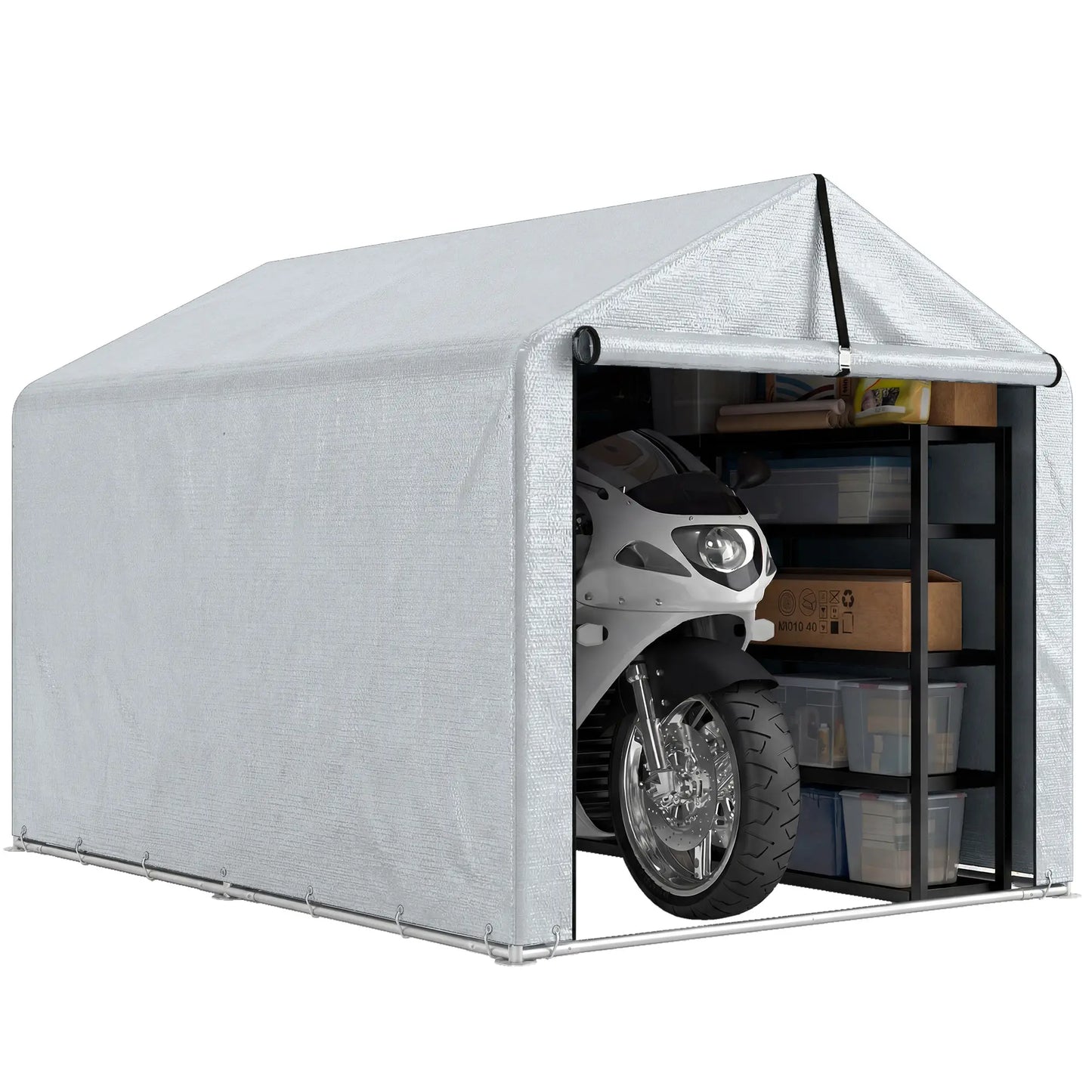 7' x 5' Portable Bike Shed, Waterproof Tent with Zipper Door Portable Shed at Gallery Canada