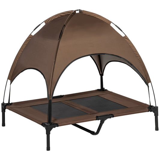 Elevated Dog Bed with Canopy, Portable Raised Dog Cot for L Sized Dogs, Indoor &; Outdoor, 36" x 30" x 35", Coffee - Gallery Canada
