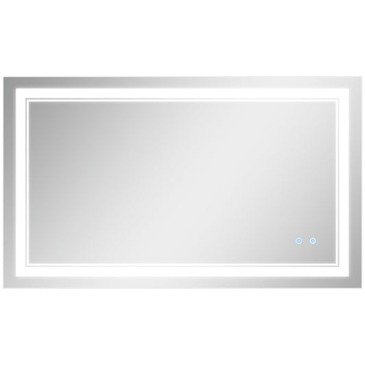 40" x 24" LED Bathroom Mirror, Dimmable Lighted Wall-Mounted Mirror, with 3 Colour, Smart Touch, Plug-in, Vertical or Horizontal Hanging - Gallery Canada