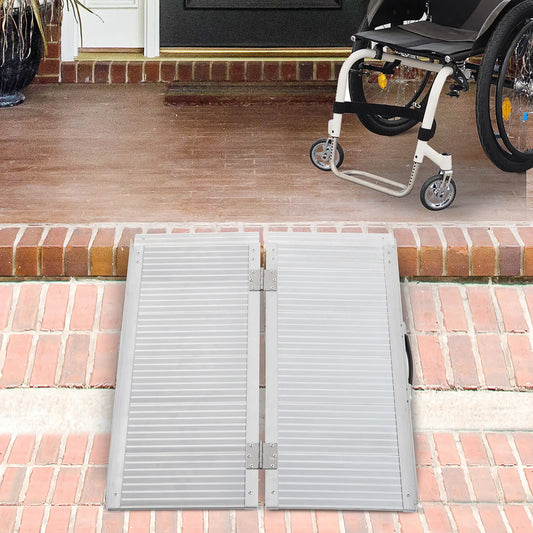 3ft Textured Aluminum Folding Wheelchair Ramp, Portable Threshold Ramp Knee Walker & Wheelchair Ramps Silver at Gallery Canada