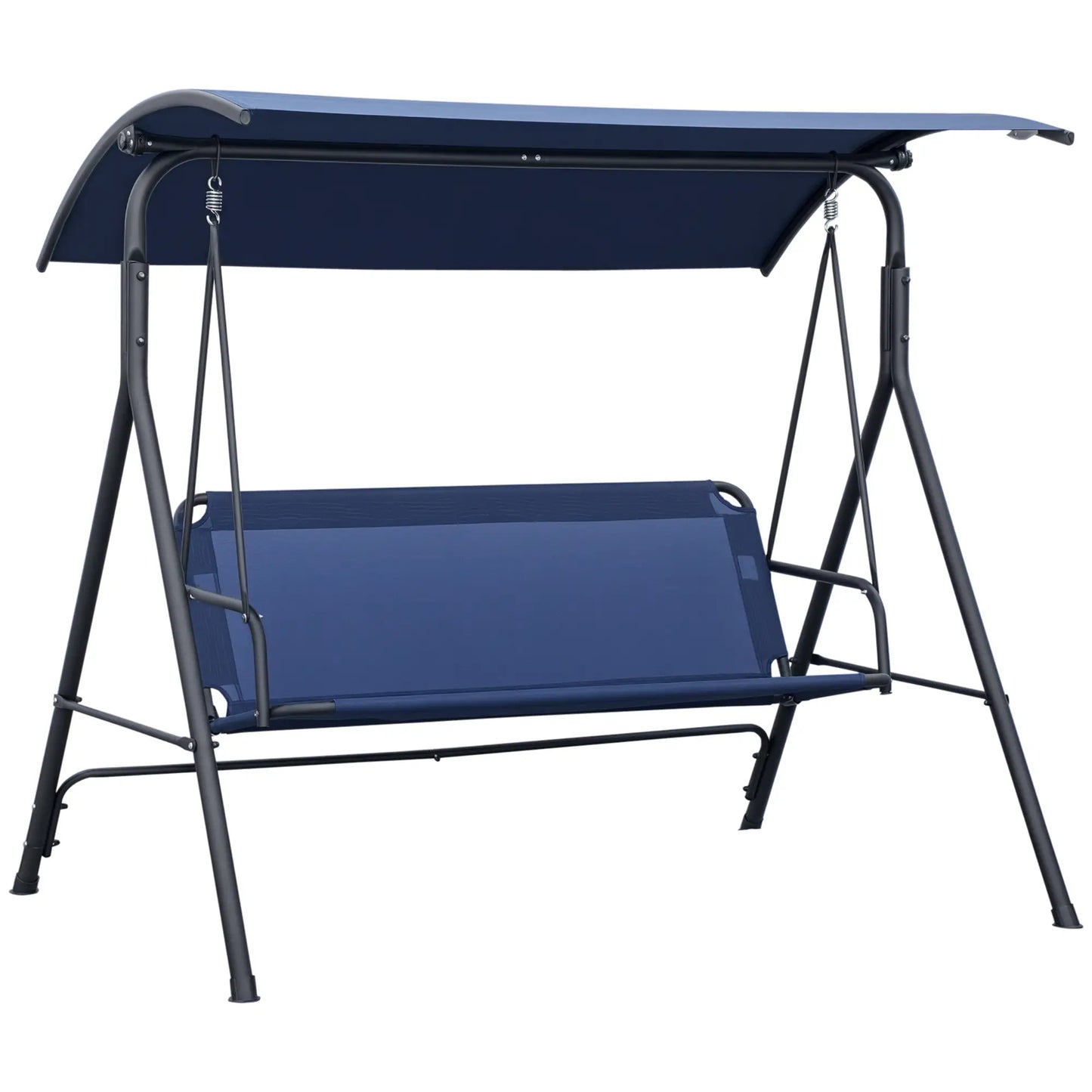 3-Seater Outdoor Swing, Adjustable Canopy, Dark Blue Porch Swings with Canopy at Gallery Canada