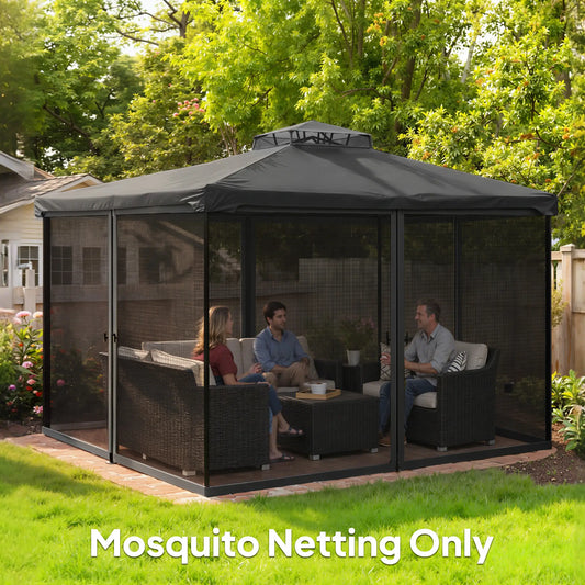 Gazebo Mosquito Netting, 12' x 12', Screen Walls With Zippers, Black Gazebo Sidewalls Black at Gallery Canada