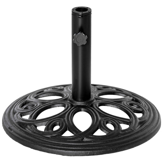 Patio Umbrella Base Stand, Round Cast Iron Umbrella Holder for Outdoor, Patio, Garden,Deck and Beach, Fit Dia. 1.5", 2" Pole, Black at Gallery Canada