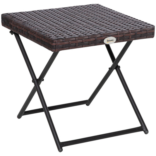 Patio Wicker Coffee Table, Outdoor PE Rattan Garden Folding Side Table, 15.75"x15.75"x15.75", Brown at Gallery Canada