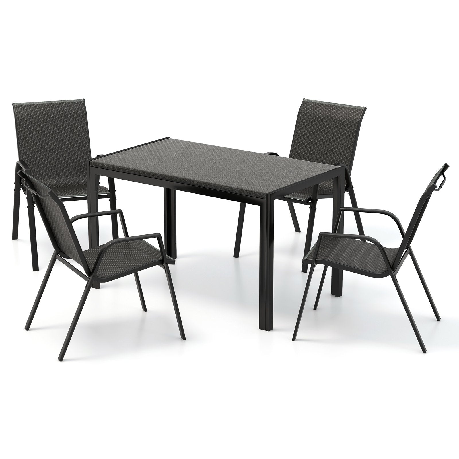 5 Piece Patio Rattan Dining Set with Heavy-Duty Metal Frame, Brown at Gallery Canada