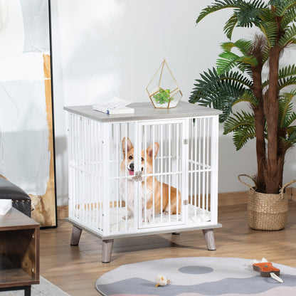 Dog Crate, Furniture Style Pet Cage Kennel, End Table, Decorative Dog House, with Soft Cushion, Wooden Top, Door, for Small Dogs, Indoor Use, Grey at Gallery Canada