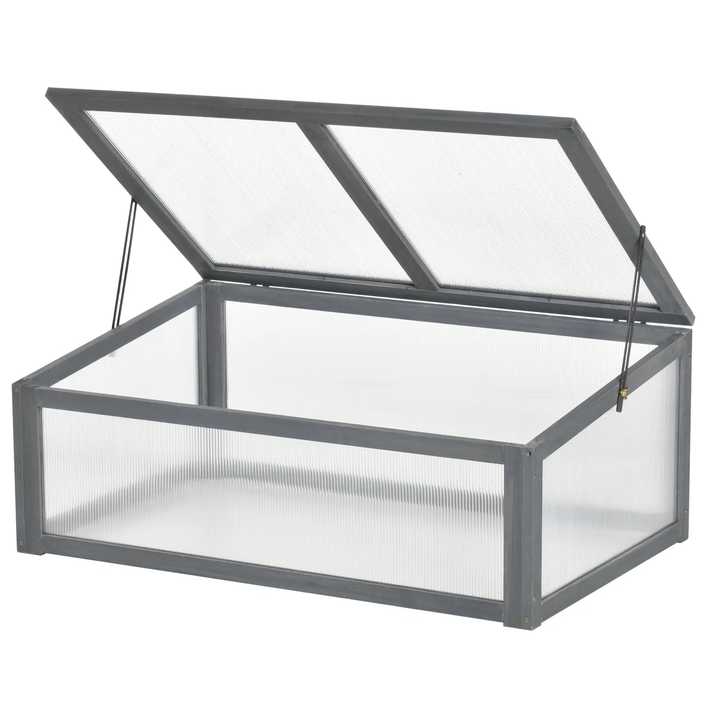 39" x 26" x 16" Wooden Cold Frame, Tilted Top Cover, Polycarbonate Planter Box, Grey Greenhouses at Gallery Canada