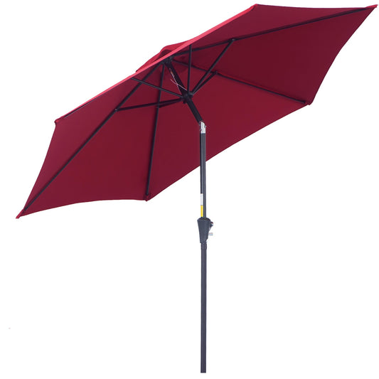 8.5' Round Aluminum Patio Umbrella 6 Ribs Market Sunshade Tilt Canopy w/ Crank Handle Garden Parasol Wine Red at Gallery Canada