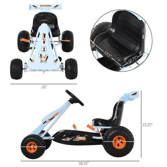 Pedal Powered Kids Go Kart Children 4 Wheel Ride on Car Cute Style with Adjustable Seat, Handbrake and Shift Lever Outdoor Racer Pedal Car for 3-6 years old Boys and Girls - Gallery Canada