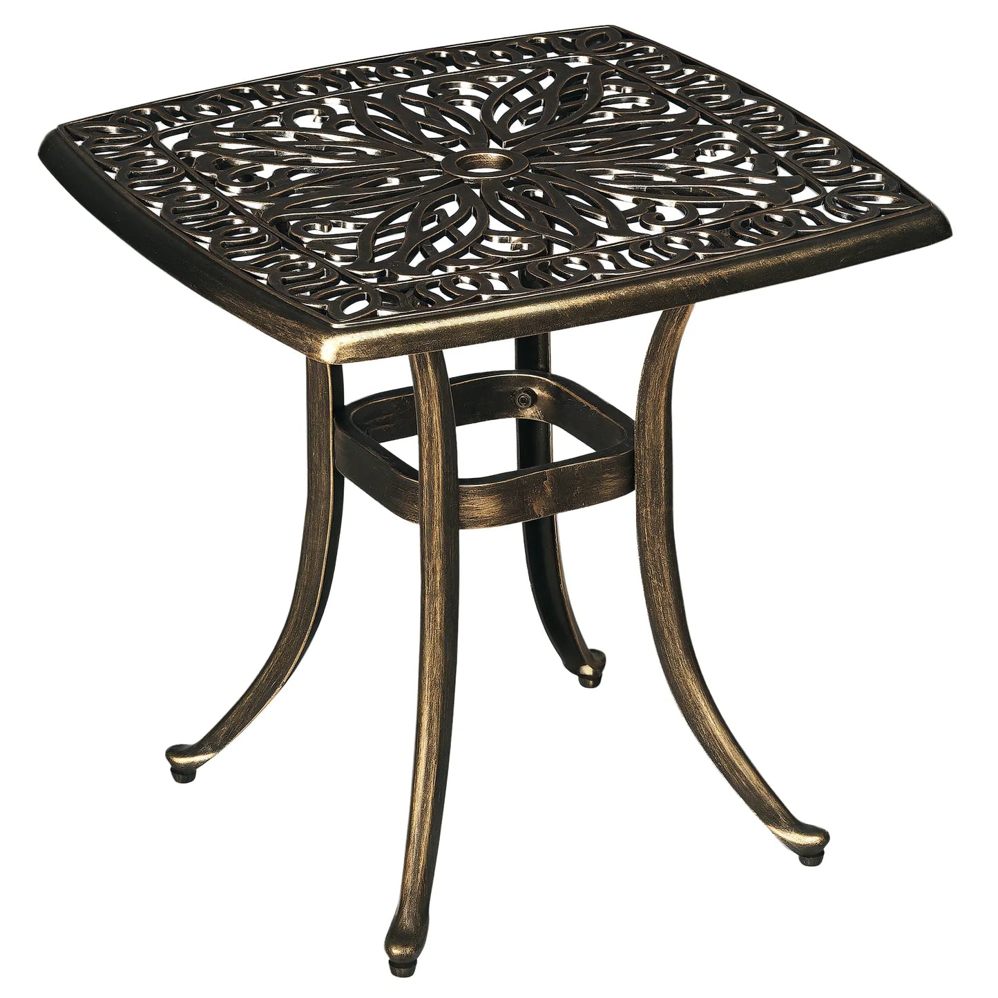 Aluminum Outdoor Side Table, 21" Square, Umbrella Hole, Bronze Patio Side Tables at Gallery Canada