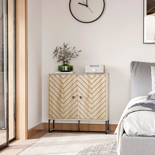 Modern Sideboard, Buffet Cabinet with 2 Doors, Adjustable Shelf, 31.5" H, Oak Storage Cabinets Oak at Gallery Canada