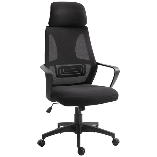 Breathable Office Chair with 2D Adjustable Headrest, Arm, Wheel, Mesh High Back Desk Chair, Black at Gallery Canada