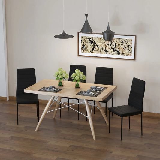 High Back Dining Chairs, Upholstered Linen Fabric, Metal Legs, Set of 4, Black Bar Stools Black at Gallery Canada